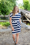 Dress with Pockets | Large Navy Stripes