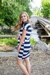 Dress with Pockets | Large Navy Stripes