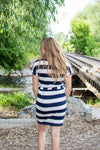 Dress with Pockets | Large Navy Stripes