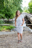 Dress with Pockets | Small Grey and White Stripes