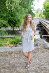 Dress with Pockets | Small Grey and White Stripes