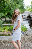 Dress with Pockets | Small Grey and White Stripes