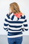Bold Navy Stripe Double Hooded Sweatshirt