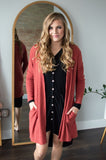 Brushed Waffle Knit Cardigan | Multiple Colors