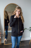 Go Rogue Zip Up Hoodie | Black and White Stripes