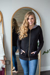 Go Rogue Zip Up Hoodie | Black and White Stripes