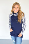 Navy Striped Raglan Hoodie