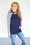 Navy Striped Raglan Hoodie