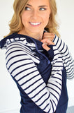 Navy Striped Raglan Hoodie