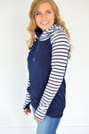 Navy Striped Raglan Hoodie