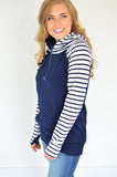 Navy Striped Raglan Hoodie