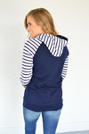Navy Striped Raglan Hoodie