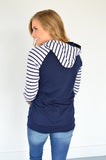 Navy Striped Raglan Hoodie