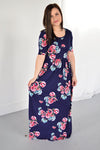 Navy Floral Maxi with Nursing Option