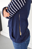Navy Striped Raglan Hoodie