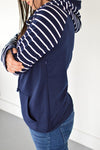 Navy Striped Raglan Hoodie