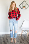 Sadie Kangaroo Top | Red Buffalo Plaid