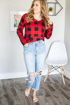 Sadie Kangaroo Top | Red Buffalo Plaid