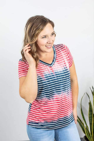Olivia Tee - Patriotic Stripes
