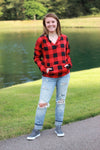 Sadie Kangaroo Top | Red Buffalo Plaid