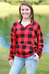 Sadie Kangaroo Top | Red Buffalo Plaid
