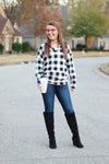Sadie Kangaroo Top | Black and White Buffalo Plaid
