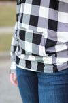 Sadie Kangaroo Top | Black and White Buffalo Plaid