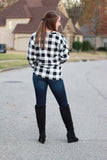 Sadie Kangaroo Top | Black and White Buffalo Plaid