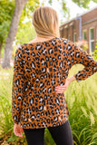 Just For Fun Long Sleeve V Neck Animal Print Top