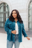 Tell Me After School Shacket in Teal