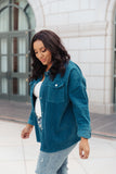 Tell Me After School Shacket in Teal