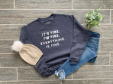 Everything is Fine Signature Sweatshirt on Heathered Navy