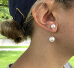 Double Pearl Drop Dangle Earrings