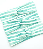 Teal Watercolor Striped Headband