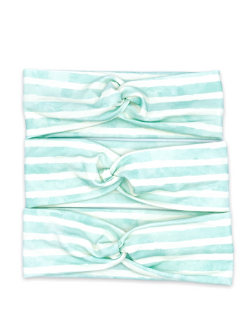 Aqua Watercolor Striped Headband