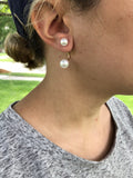 Double Pearl Drop Dangle Earrings