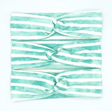 Teal Watercolor Striped Headband