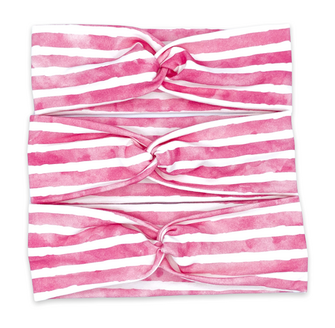 Pink Watercolor Striped Headband