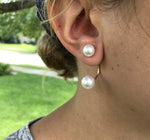 Double Pearl Drop Dangle Earrings
